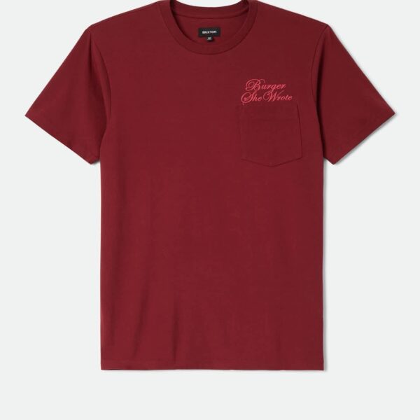 Burger She Wrote Pocket T-Shirt - Burgundy